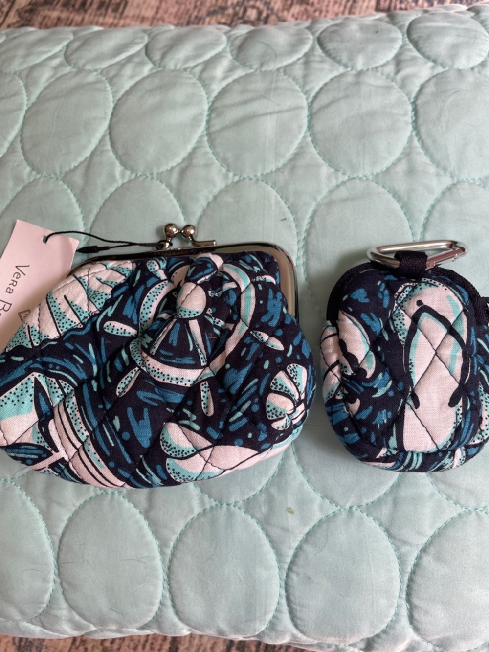 Vera Bradley Kisslock Coin Purse with Matching Keychain